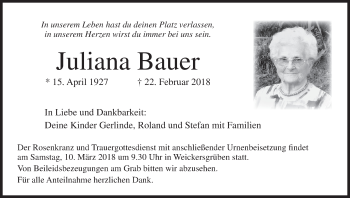 Anzeige von Juliana Bauer von MGO