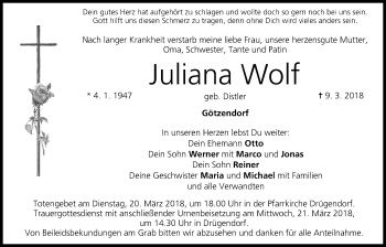 Anzeige von Juliana Wolf von MGO