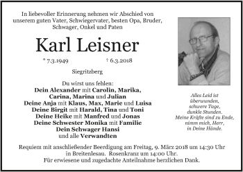 Anzeige von Karl Leisner von MGO