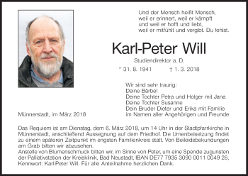 Anzeige von Karl-Peter Will von MGO