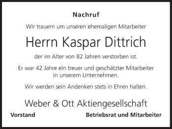 Anzeige von Kaspar  Dittrich von MGO