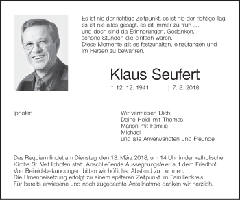Anzeige von Klaus Seufert von MGO