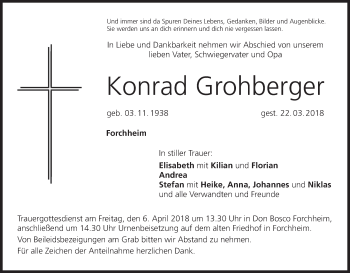 Anzeige von Konrad Grohberger von MGO