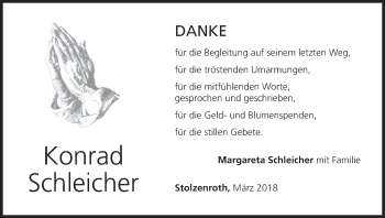 Anzeige von Konrad Schleicher von MGO