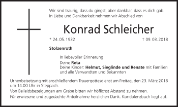 Anzeige von Konrad Schleicher von MGO