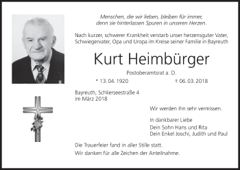 Anzeige von Kurt Heimbürger von MGO