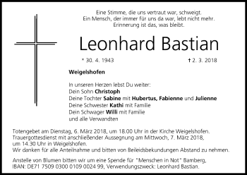 Anzeige von Leonhard Bastian von MGO