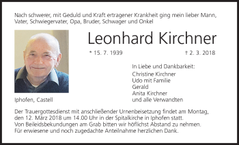 Anzeige von Leonhard Kirchner von MGO