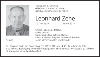 Anzeige von Leonhard Zehe von MGO