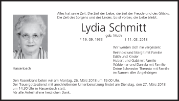 Anzeige von Lydia Schmitt von MGO