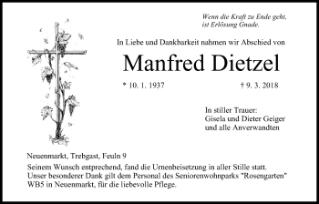 Anzeige von Manfred Dietzel von MGO