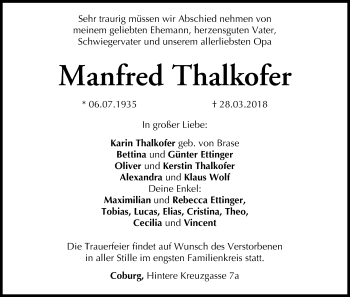 Anzeige von Manfred Thalkofer von MGO