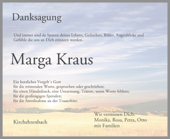 Anzeige von Marga Kraus von MGO