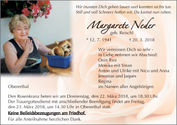 Anzeige von Margarete Neder von MGO