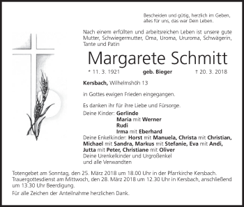 Anzeige von Margarete Schmitt von MGO