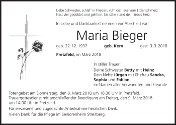 Anzeige von Maria Bieger von MGO