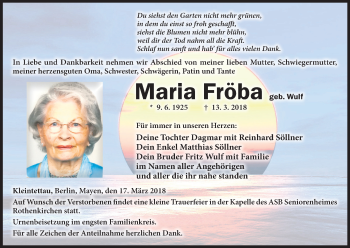 Anzeige von Maria Fröba von MGO
