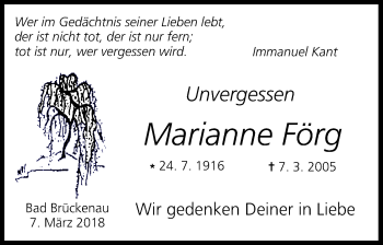 Anzeige von Marianne Förg von MGO