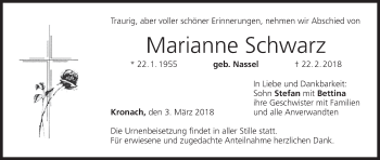 Anzeige von Marianne Schwarz von MGO