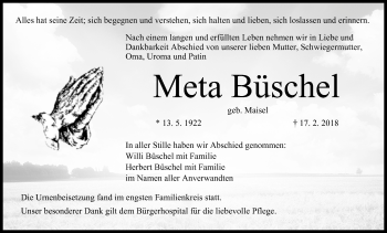 Anzeige von Meta Büschel von MGO