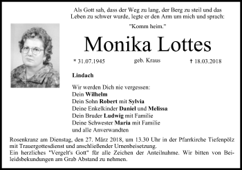 Anzeige von Monika Lottes von MGO