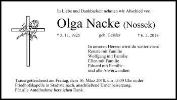 Anzeige von Olga Nacke von MGO