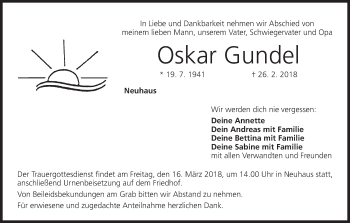 Anzeige von Oskar Gundel von MGO
