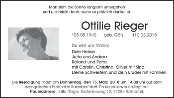 Anzeige von Ottilie Rieger von MGO