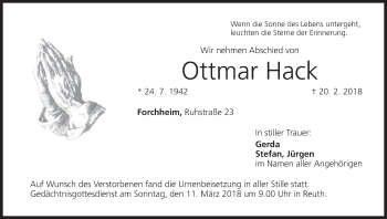 Anzeige von Ottmar Hack von MGO