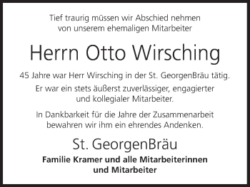 Anzeige von Otto Wirsching von MGO