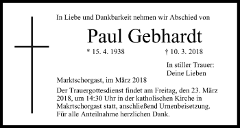 Anzeige von Paul Gebhardt von MGO
