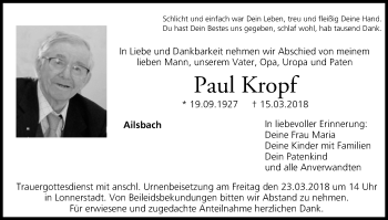 Anzeige von Paul Kropf von MGO