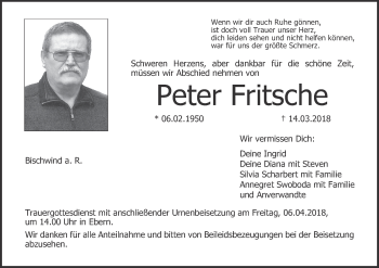 Anzeige von Peter Pritsche von MGO