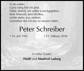 Anzeige von Peter Schreiber von MGO