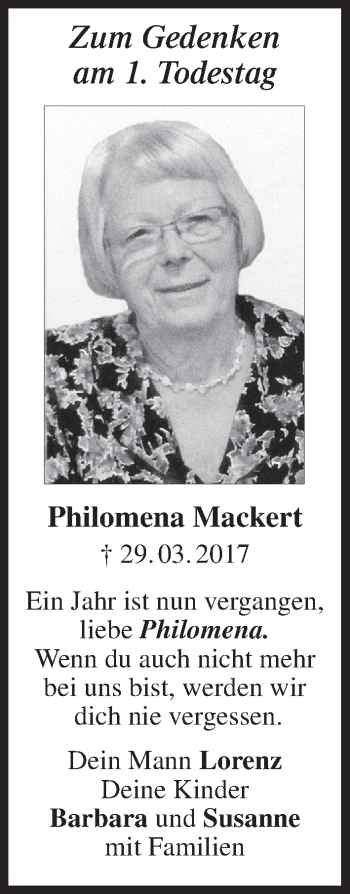 Anzeige von Philomena Mackert von MGO
