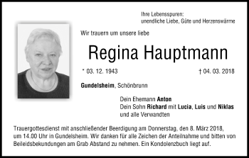 Anzeige von Regina Hauptmann von MGO