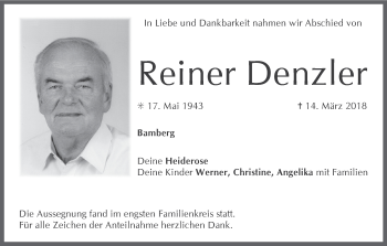 Anzeige von Reiner Denzler von MGO