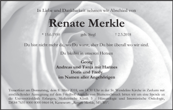 Anzeige von Renate Merkle von MGO
