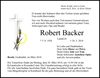 Anzeige von Robert Backer von MGO