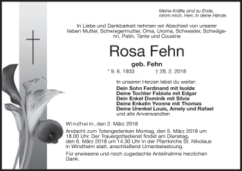 Anzeige von Rosa Fehn von MGO