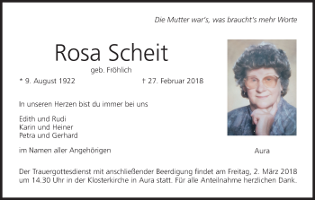 Anzeige von Rosa Scheit von MGO