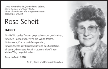 Anzeige von Rosa Scheit von MGO