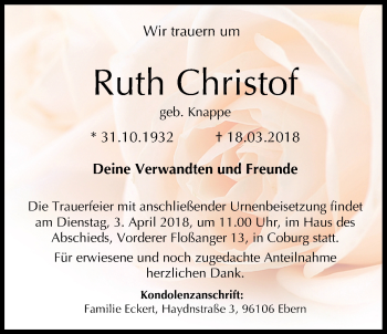 Anzeige von Ruth Christof von MGO