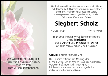 Anzeige von Siegbert Scholz von MGO