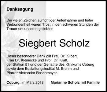 Anzeige von Siegbert Scholz von MGO