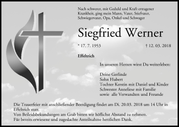 Anzeige von Siegfried Werner von MGO