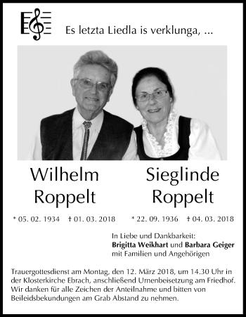 Anzeige von Sieglinde Roppelt von MGO