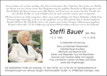 Anzeige von Steffi Bauer von MGO