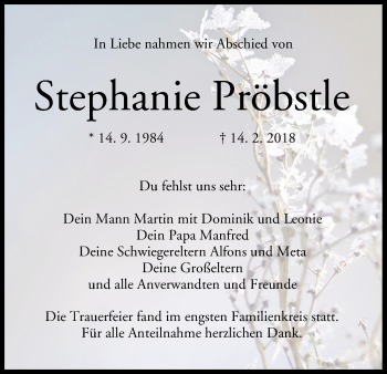 Anzeige von Stephanie Pröbstle von MGO