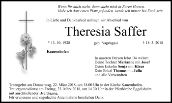 Anzeige von Theresia Saffer von MGO